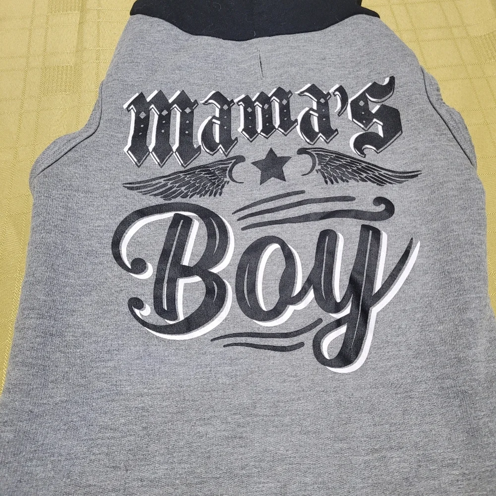 Mama's Boy Pooch Dog Knit Sweater Animal Graphic Print Size Medium Winter Warm